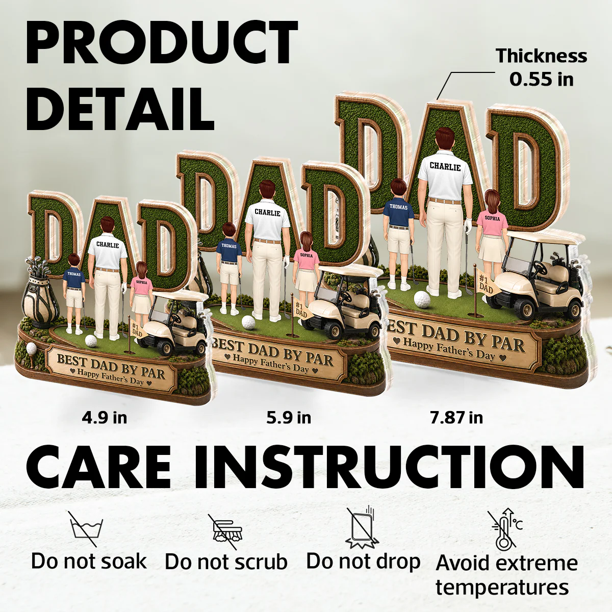 Above Par In Every Way Golfer Dad - Personalized Acrylic Block Plaque - Gift For Dad, Husband - Image 10