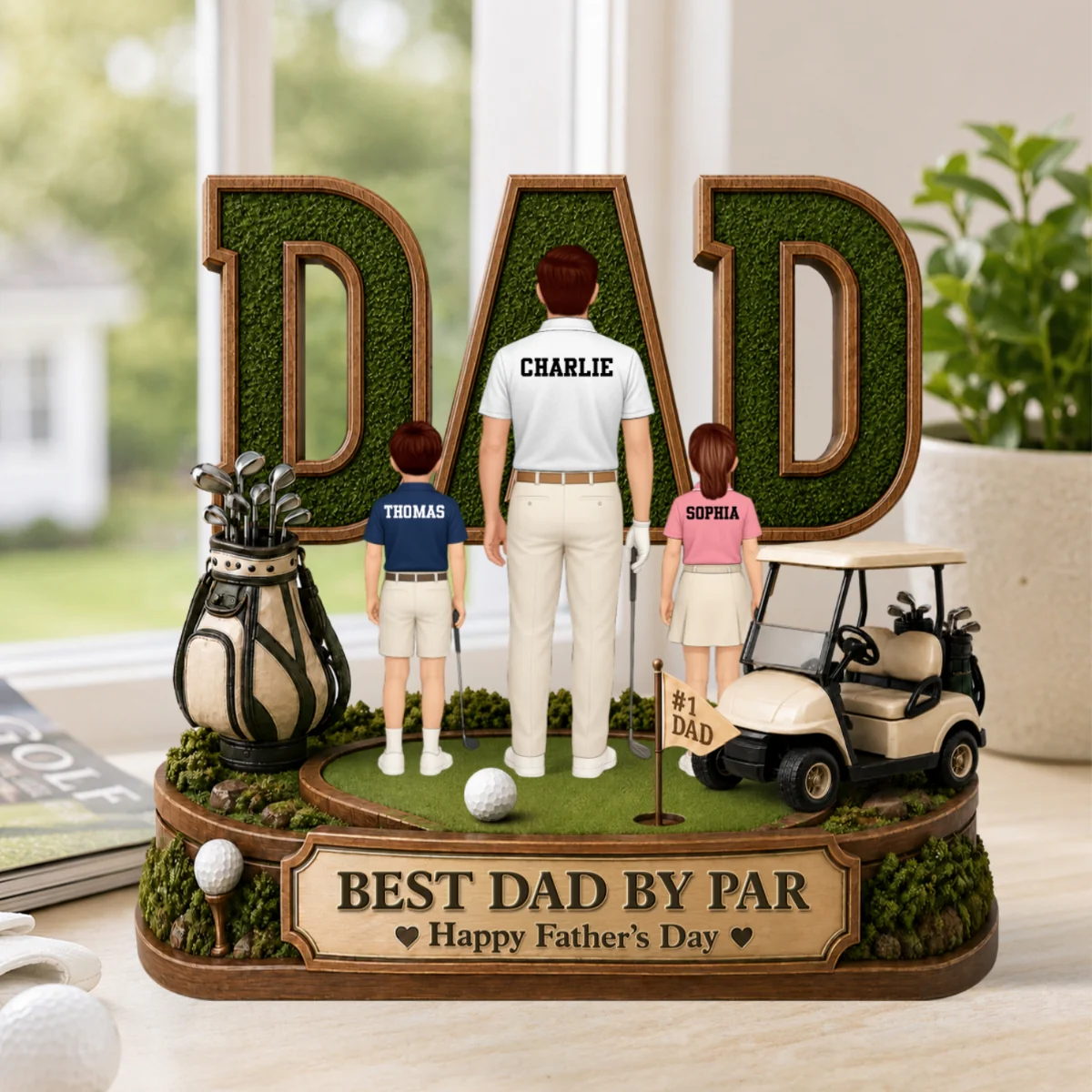 Above Par In Every Way Golfer Dad - Personalized Acrylic Block Plaque - Gift For Dad, Husband - Image 11