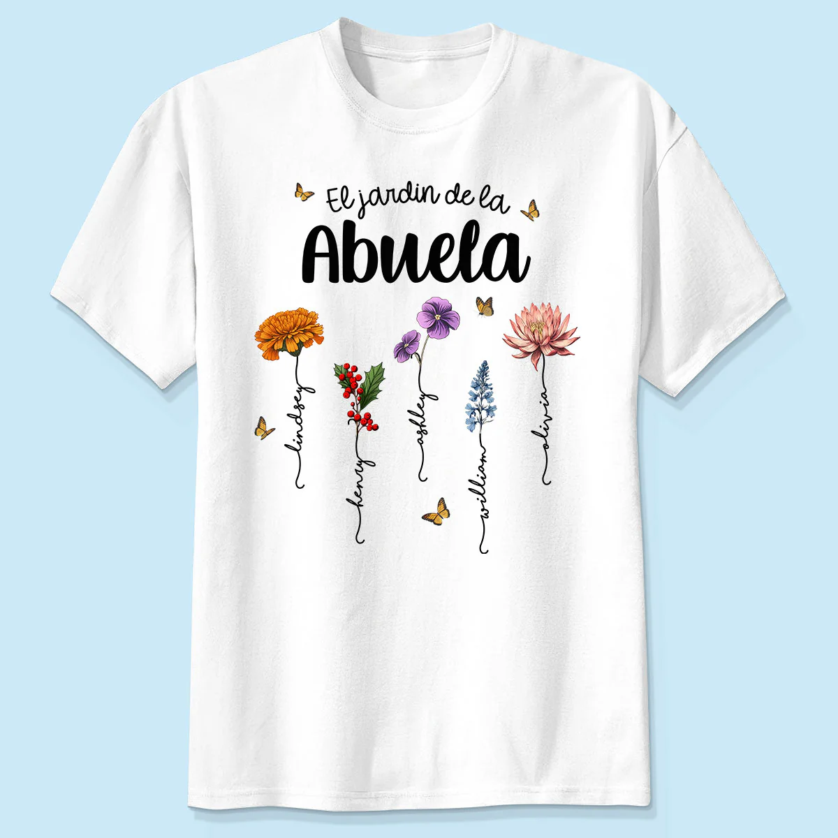 Abuela's Garden El Jardin De la Abuela Grandma's Garden Personalized Shirt