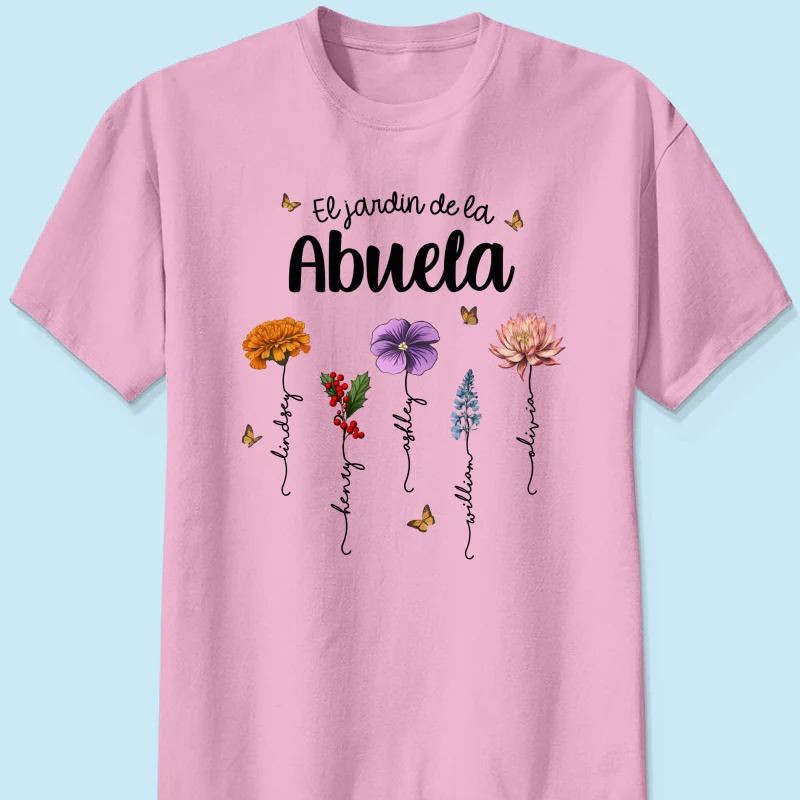 Abuela's Garden El Jardin De la Abuela Grandma's Garden Personalized Shirt - Image 10
