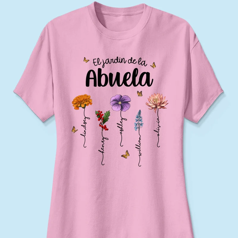 Abuela's Garden El Jardin De la Abuela Grandma's Garden Personalized Shirt - Image 13