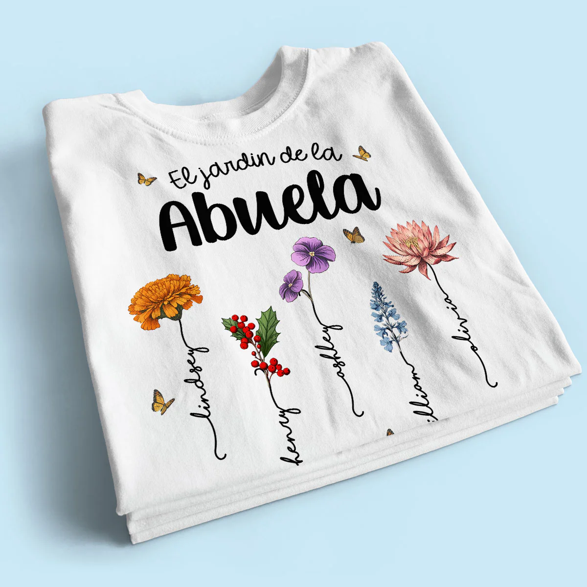 Abuela's Garden El Jardin De la Abuela Grandma's Garden Personalized Shirt - Image 2