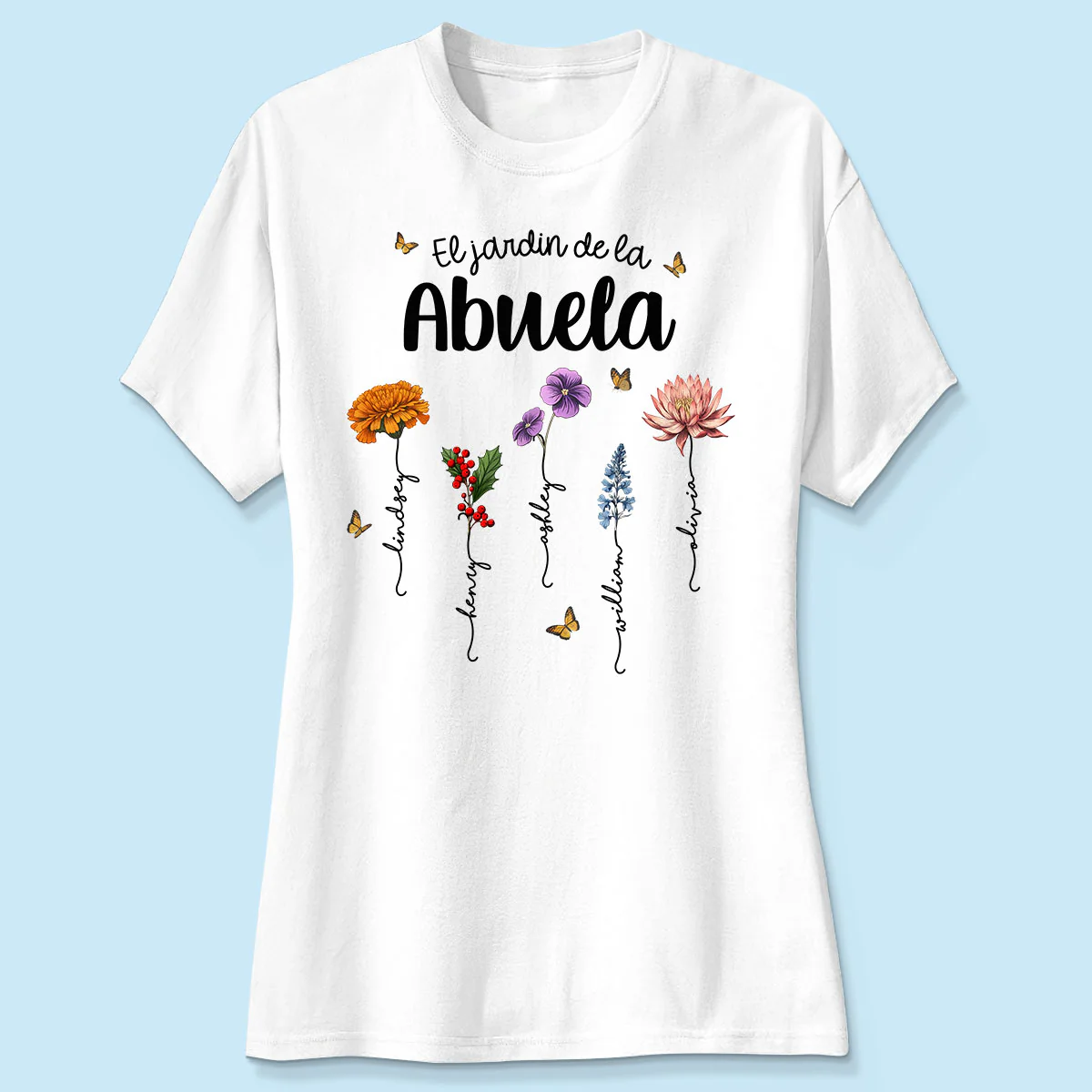 Abuela's Garden El Jardin De la Abuela Grandma's Garden Personalized Shirt - Image 4