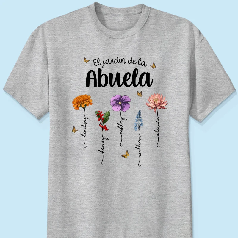 Abuela's Garden El Jardin De la Abuela Grandma's Garden Personalized Shirt - Image 8