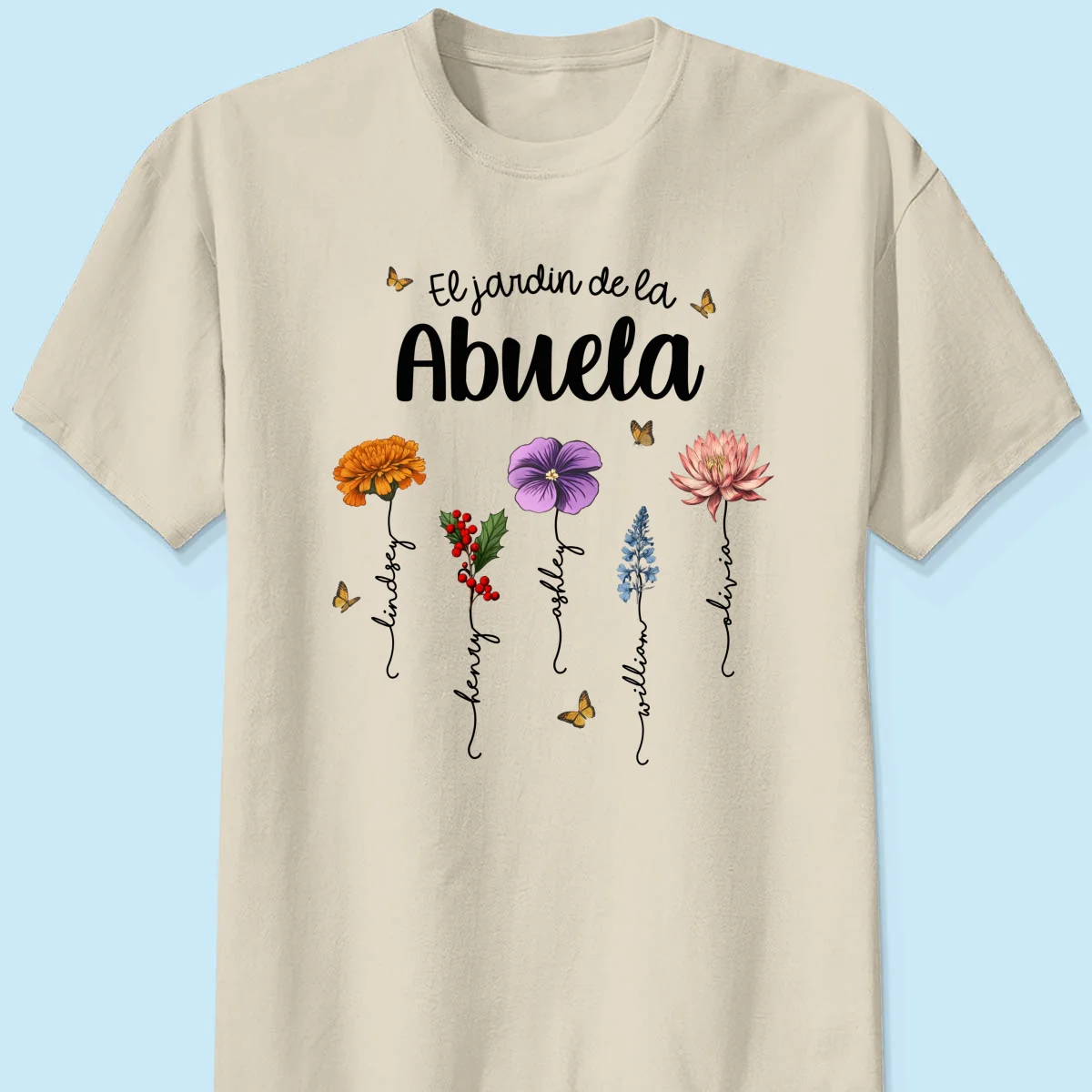 Abuela's Garden El Jardin De la Abuela Grandma's Garden Personalized Shirt - Image 9