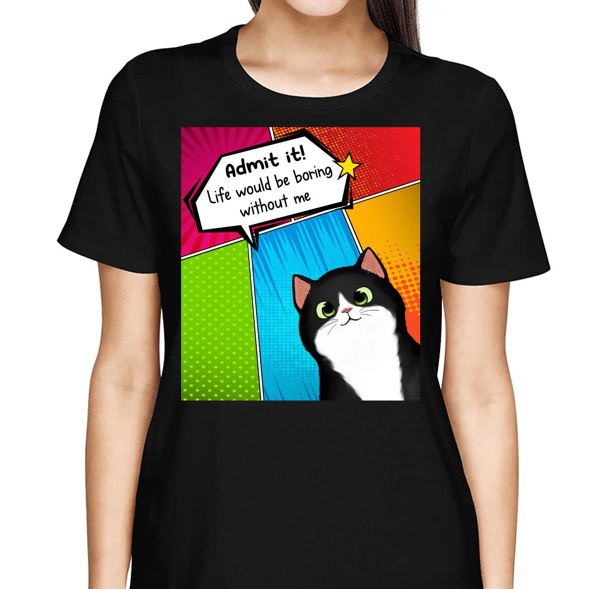 Admit It Life Would Be Boring Without Us Dog Cat Pop Art Frame Personalized Shirt - Image 2