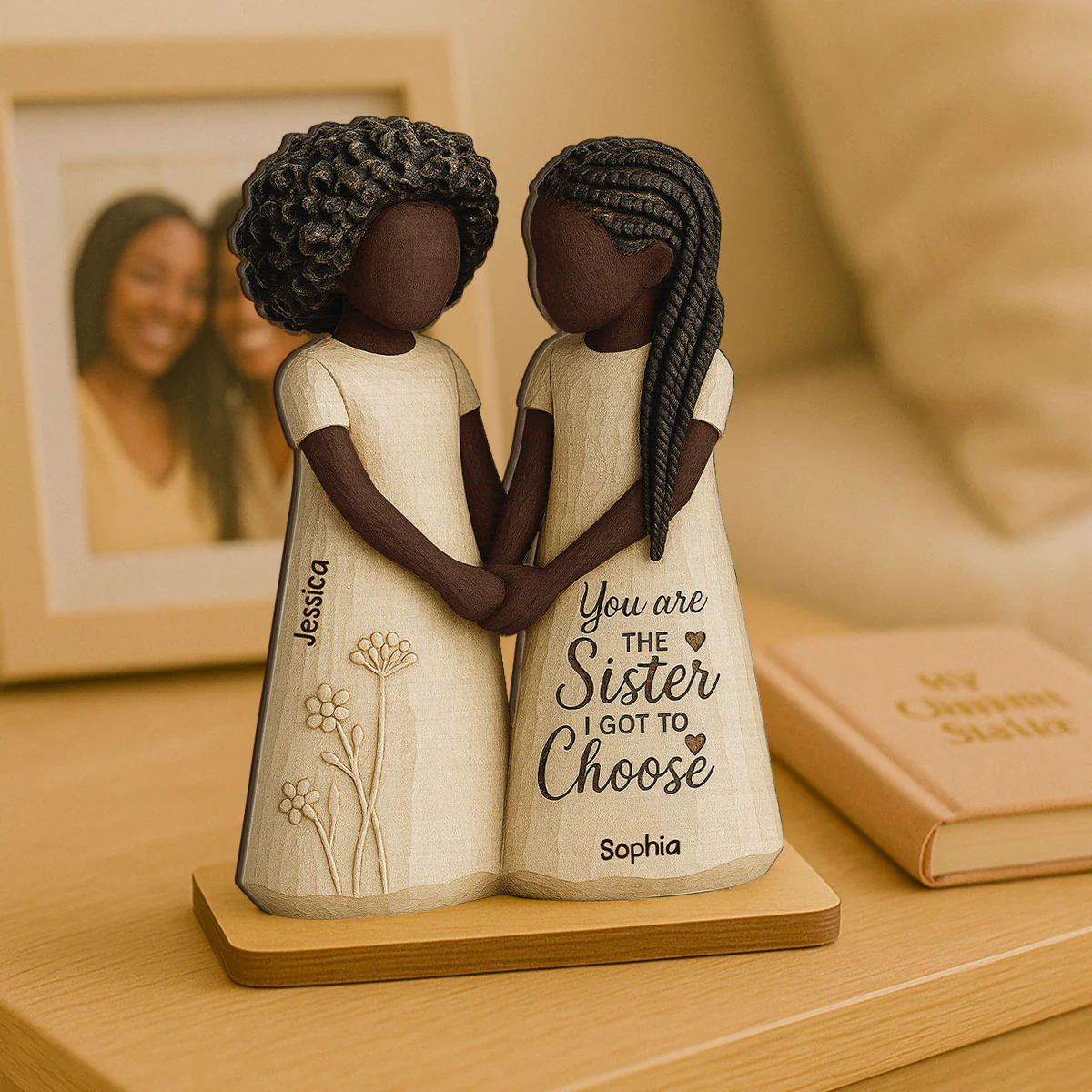 African American Besties You Are The Sister I Got To Choose - Personalized 2-Layered Wooden Plaque - Meaningful Gift For Best Friend - Image 2