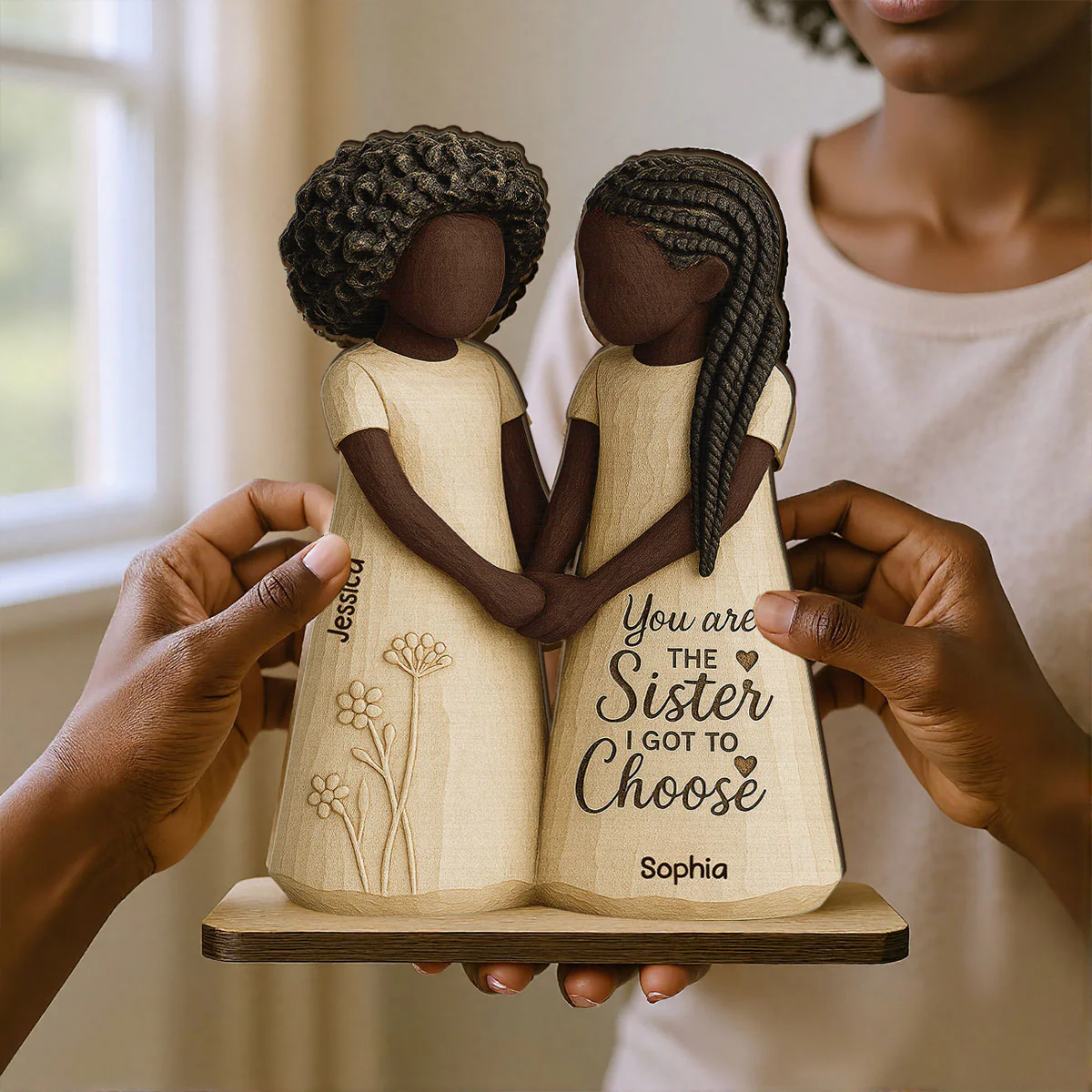 African American Besties You Are The Sister I Got To Choose - Personalized 2-Layered Wooden Plaque - Meaningful Gift For Best Friend - Image 3