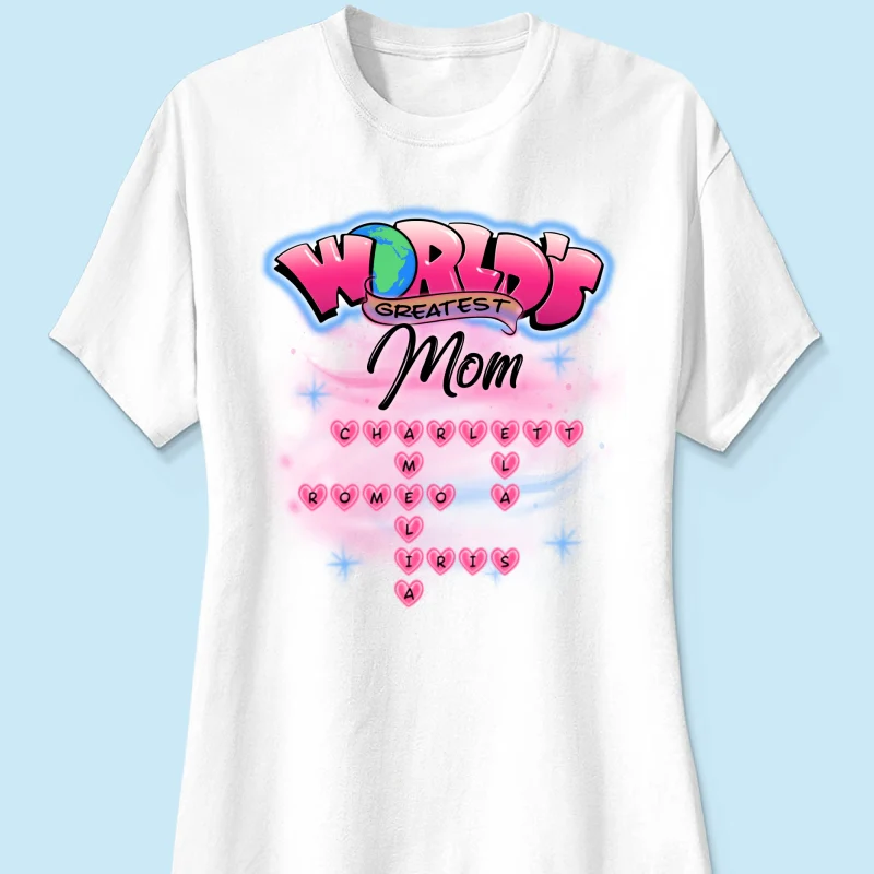 Airbrushed Mom Grandma Kids Names Crosswords Personalized Shirt, Mother's Day Shirt for Mom, for Grandma - Image 13