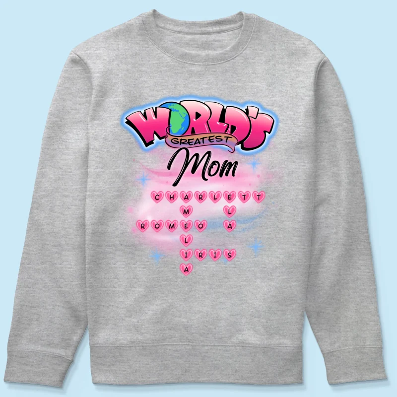 Airbrushed Mom Grandma Kids Names Crosswords Personalized Shirt, Mother's Day Shirt for Mom, for Grandma - Image 21