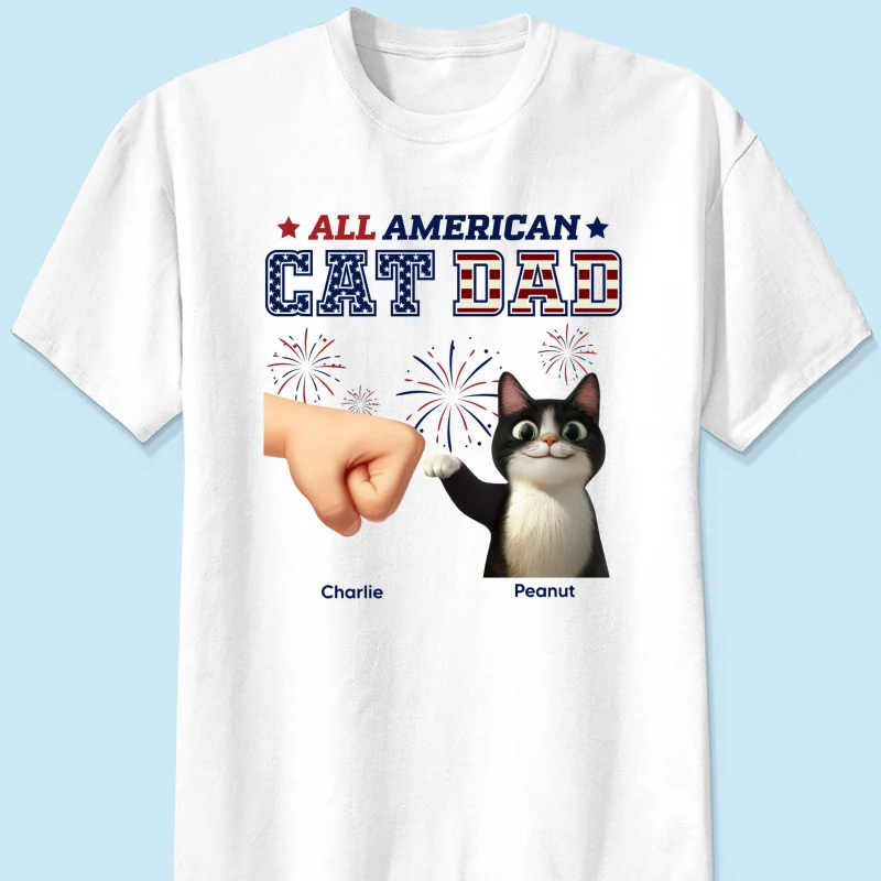 All American Cat Dad Cat Mom Cartoon Cat Punch Hand Personalized Shirt, 4th of July Independence Day Celebration - Image 9