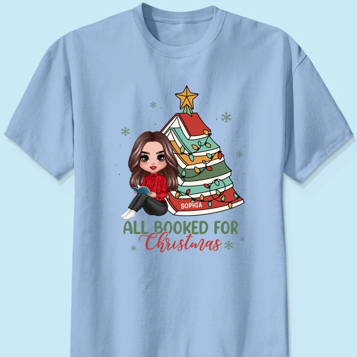 All Booked For Christmas Personalized Shirt For Book Lovers, Christmas Book Tree Shirt - Image 10