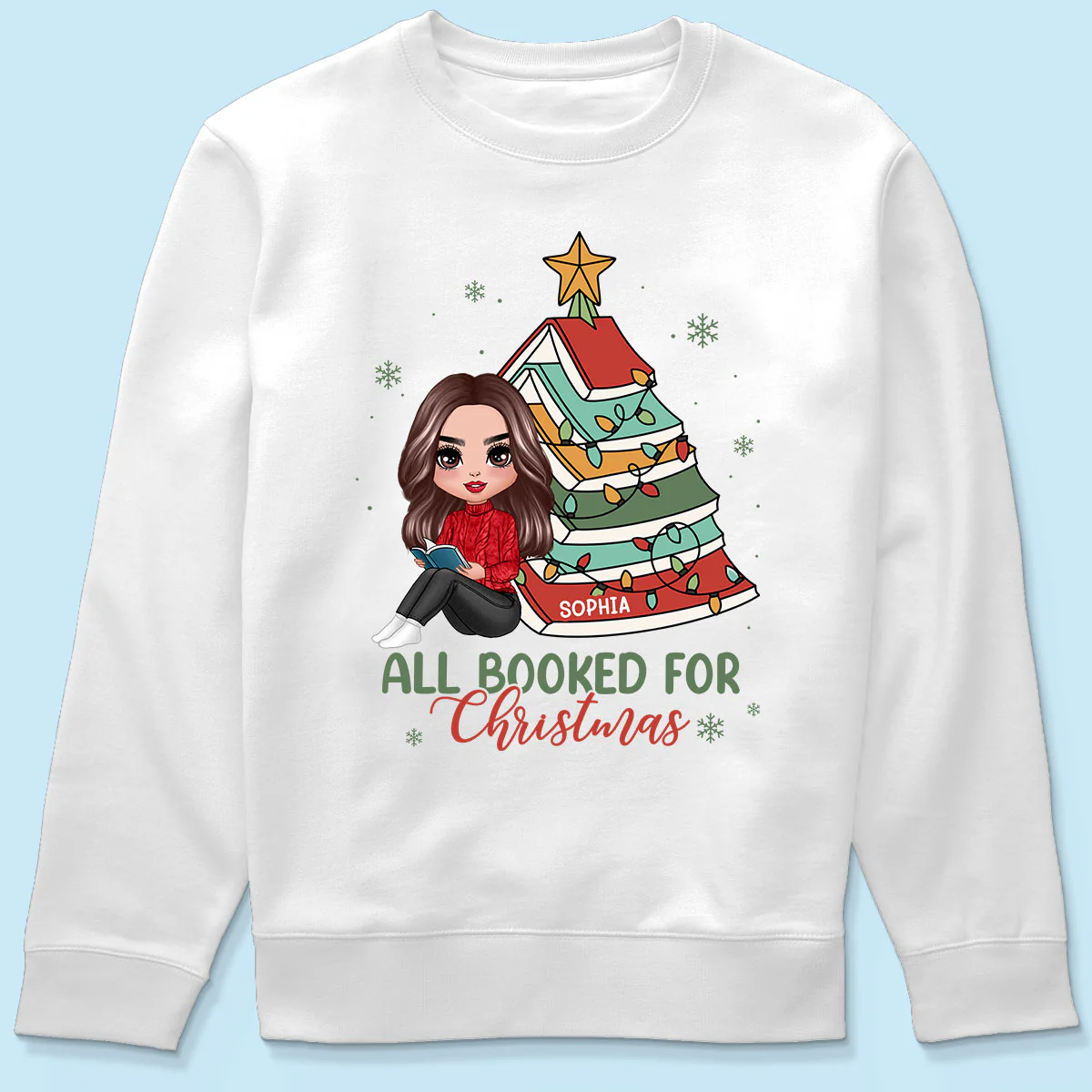 All Booked For Christmas Personalized Shirt For Book Lovers, Christmas Book Tree Shirt - Image 6