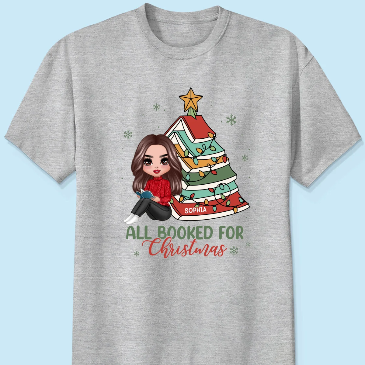 All Booked For Christmas Personalized Shirt For Book Lovers, Christmas Book Tree Shirt - Image 8