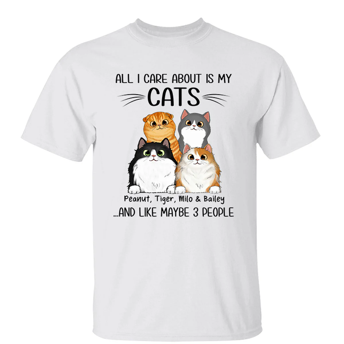 All I Care About Is My Cats And Like Maybe 3 People Personalized Shirt