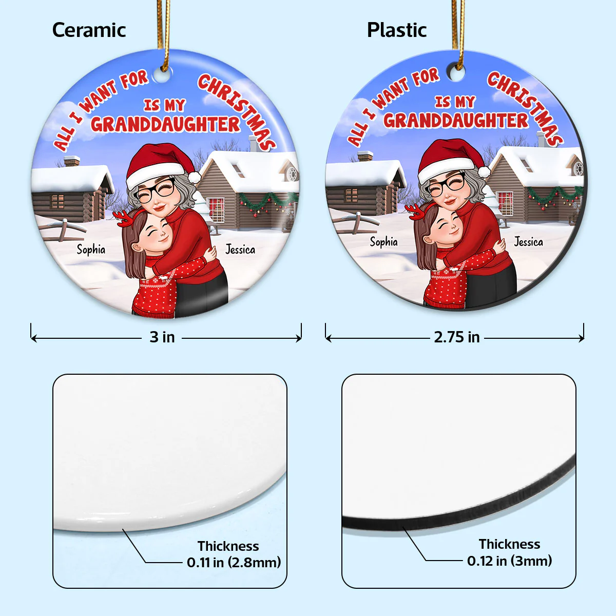 All I Want For Christmas Is My Grandkid Personalized Circle Ornament - Image 4