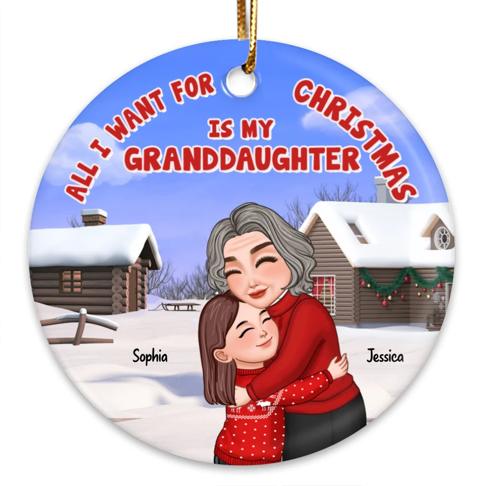 All I Want For Christmas Is My Grandkid Personalized Circle Ornament - Image 6
