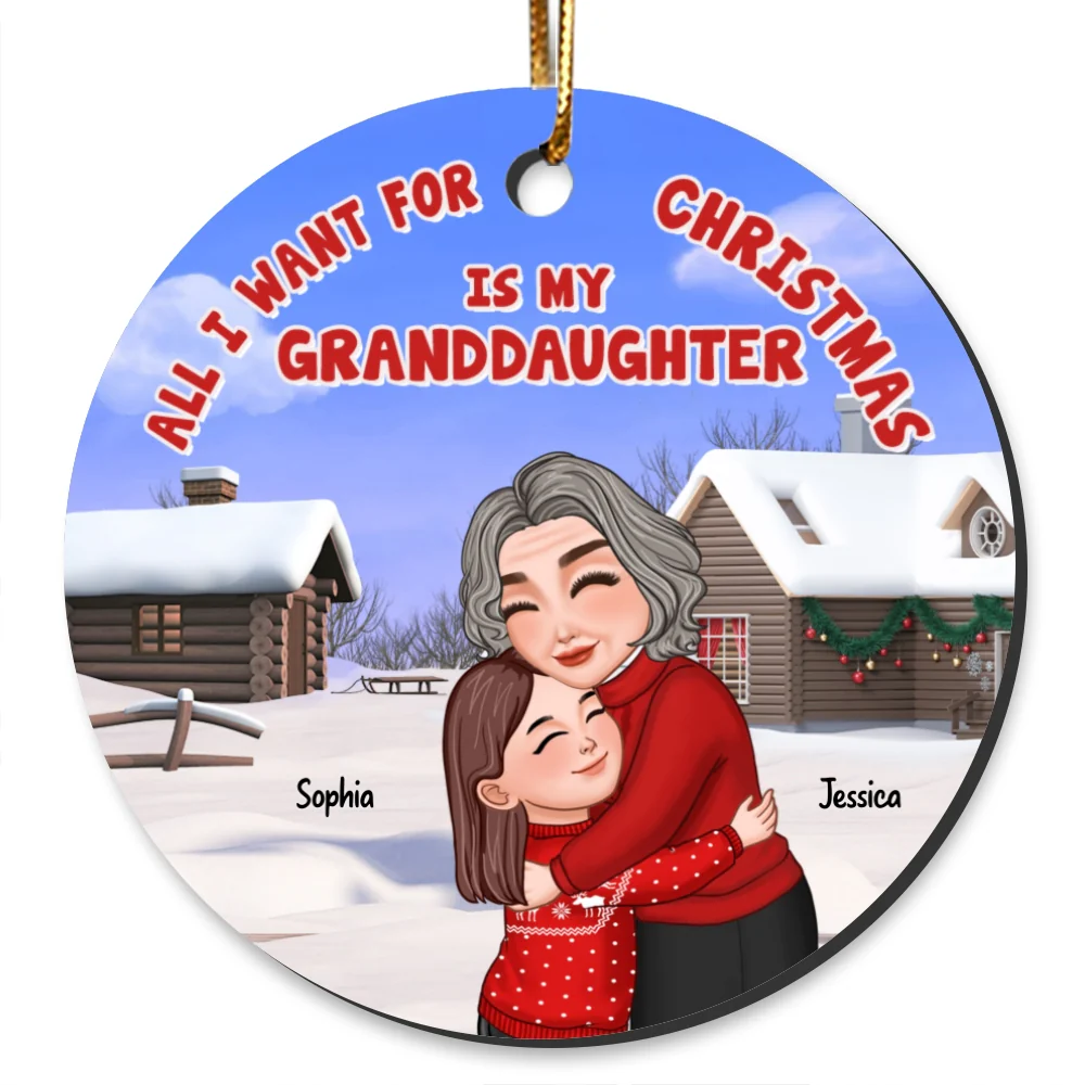 All I Want For Christmas Is My Grandkid Personalized Circle Ornament - Image 7