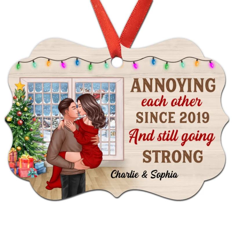 All I Want For Christmas Is You Man Holding Woman Kissing Window Personalized Christmas Ornament - Image 4
