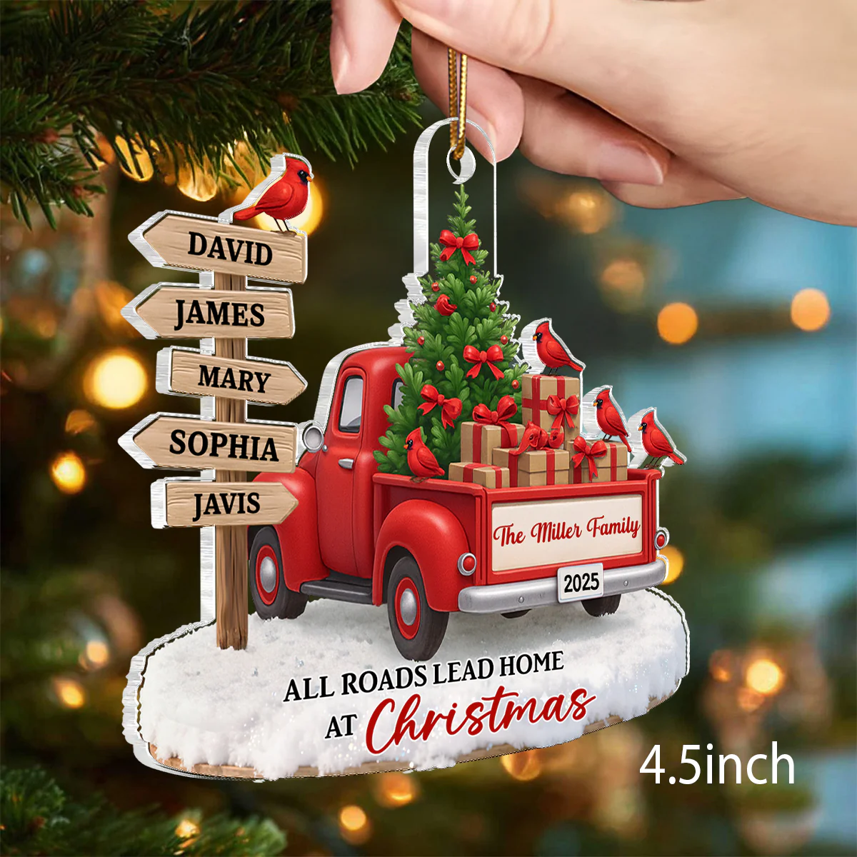 All Road Leads Home at Christmas - Personalized Acrylic Ornament - Christmas Gift for Family - Image 2