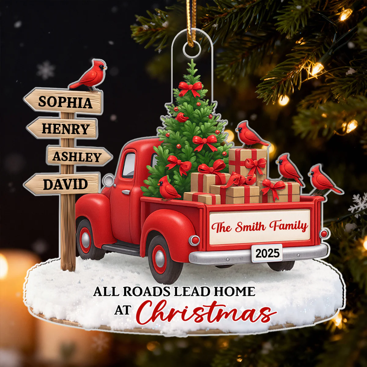All Road Leads Home at Christmas - Personalized Acrylic Ornament - Christmas Gift for Family - Image 9