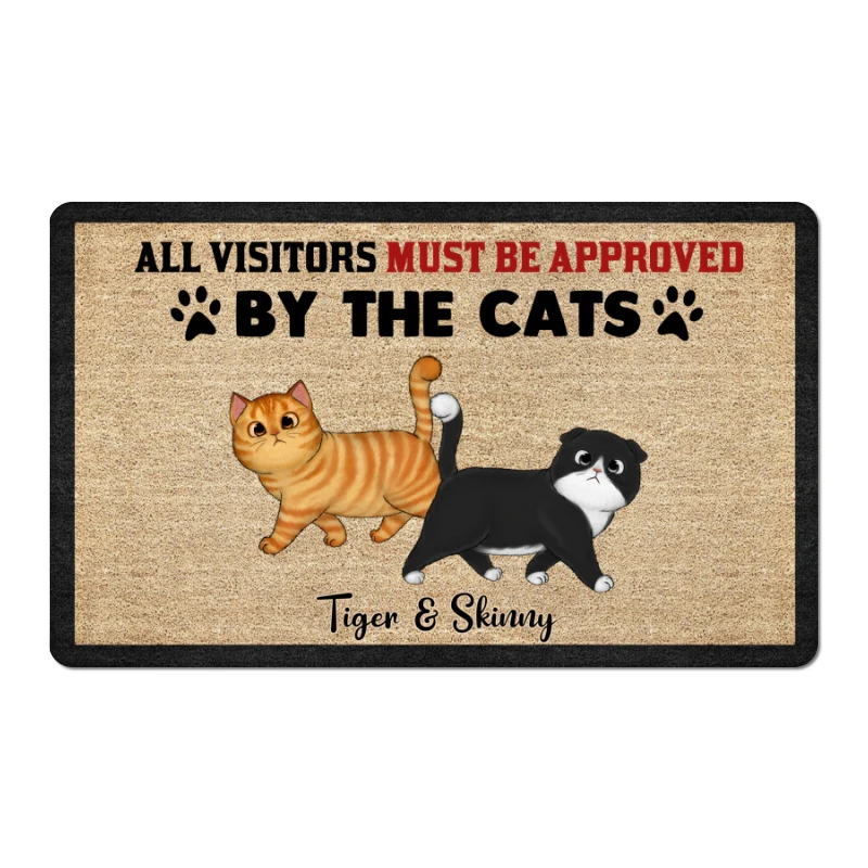 All Visitors Must Be Approved By Cats Personalized Doormat - Image 5