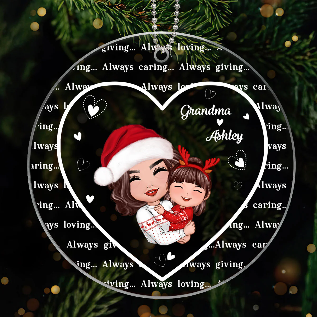 Always Caring Always Giving Grandma Always Loving Personalized Acrylic Ornament