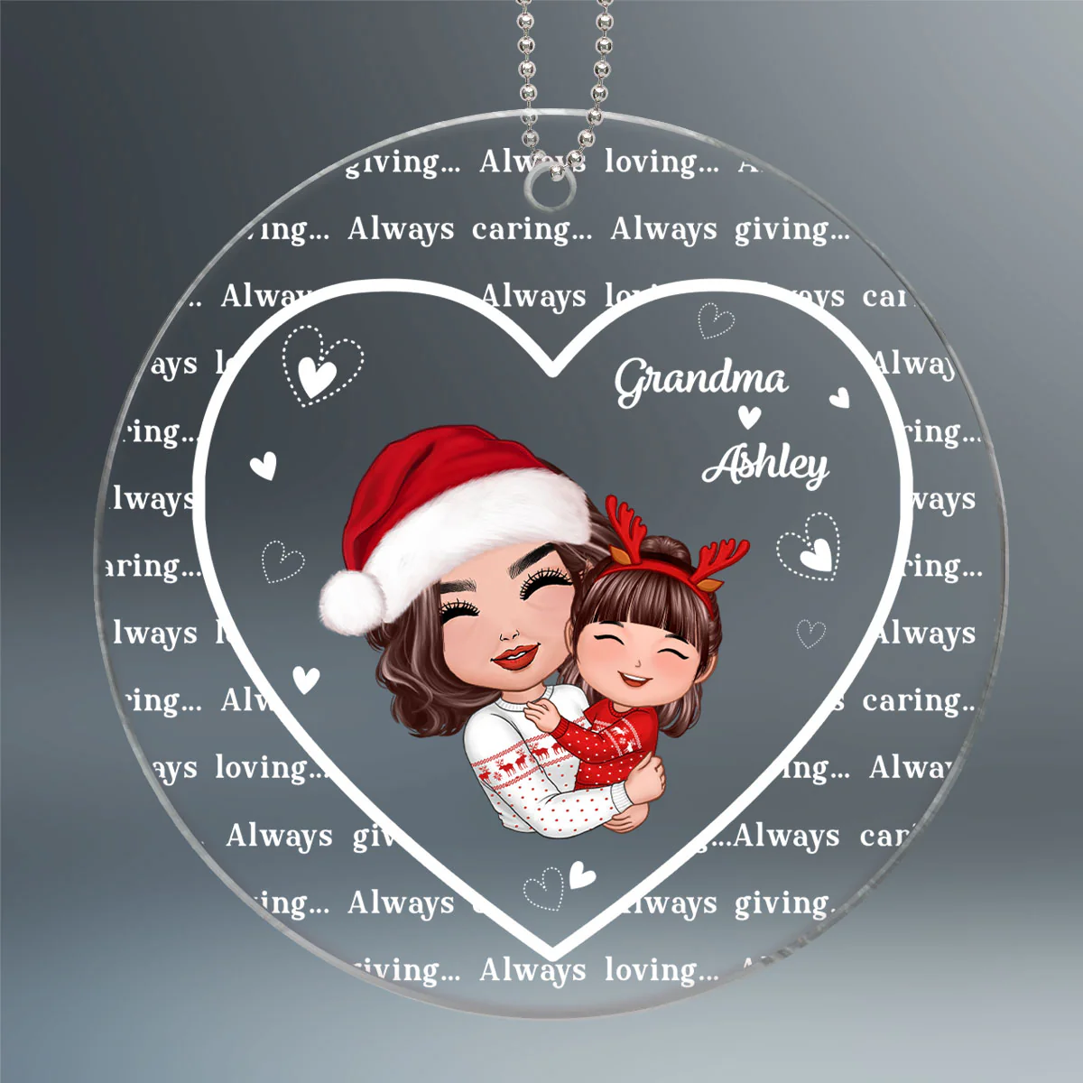 Always Caring Always Giving Grandma Always Loving Personalized Acrylic Ornament - Image 2