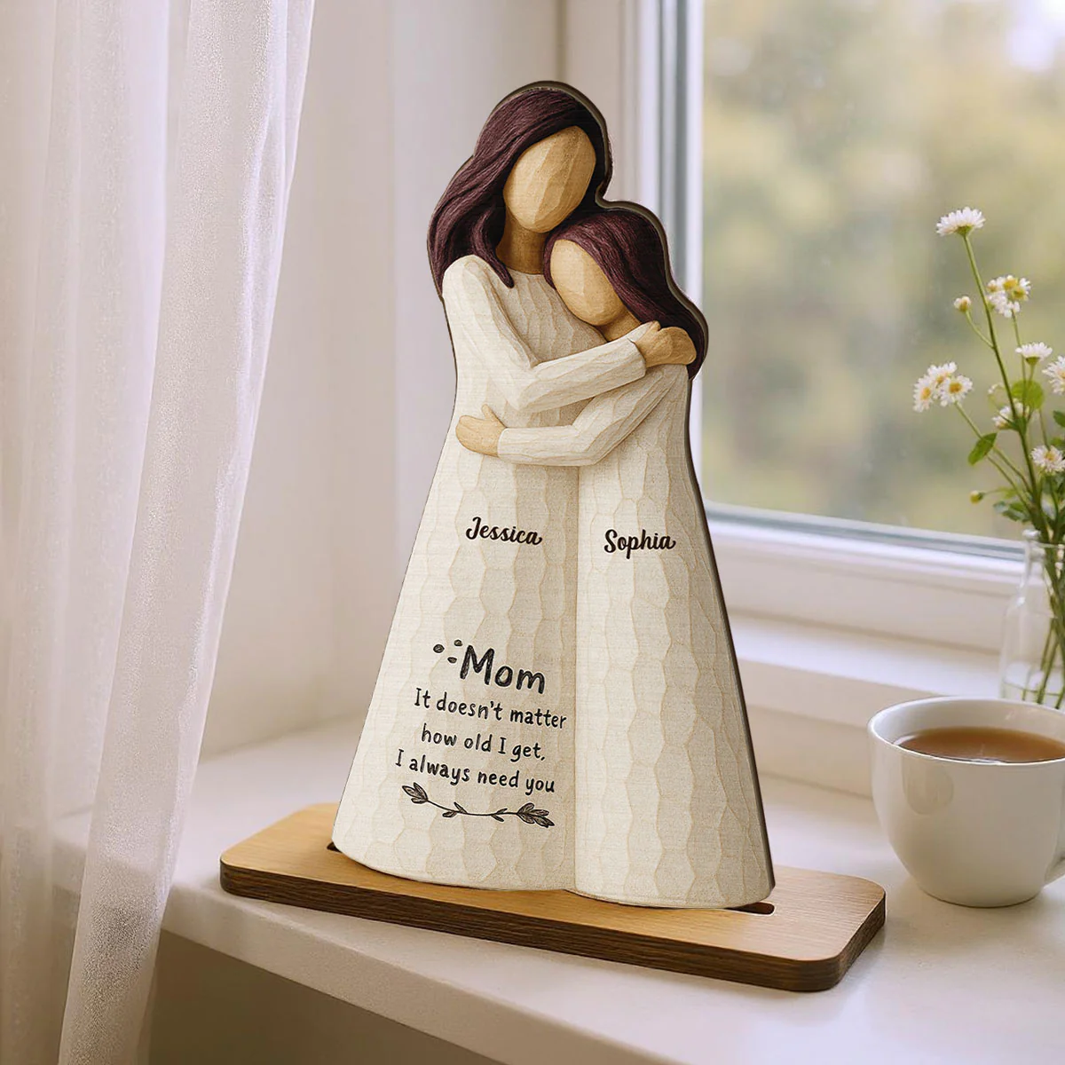 Always Need You Daughter & Mother 3D Effect Personalized Standing Wooden Plaque, Gift for Mom from Daughter - Image 10