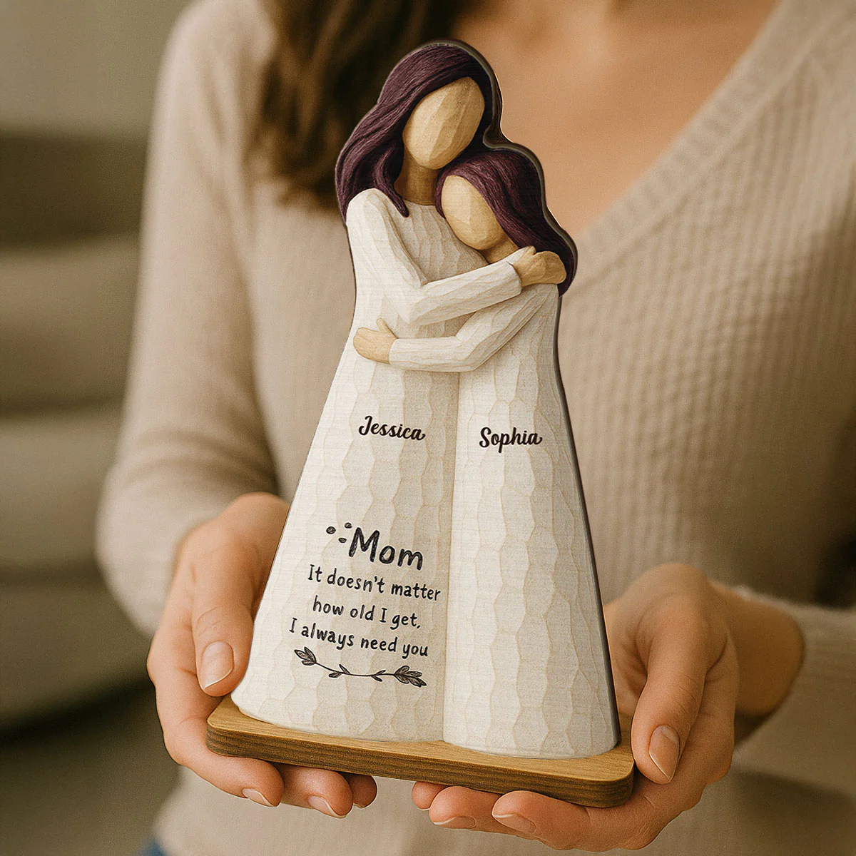 Always Need You Daughter & Mother 3D Effect Personalized Standing Wooden Plaque, Gift for Mom from Daughter - Image 11