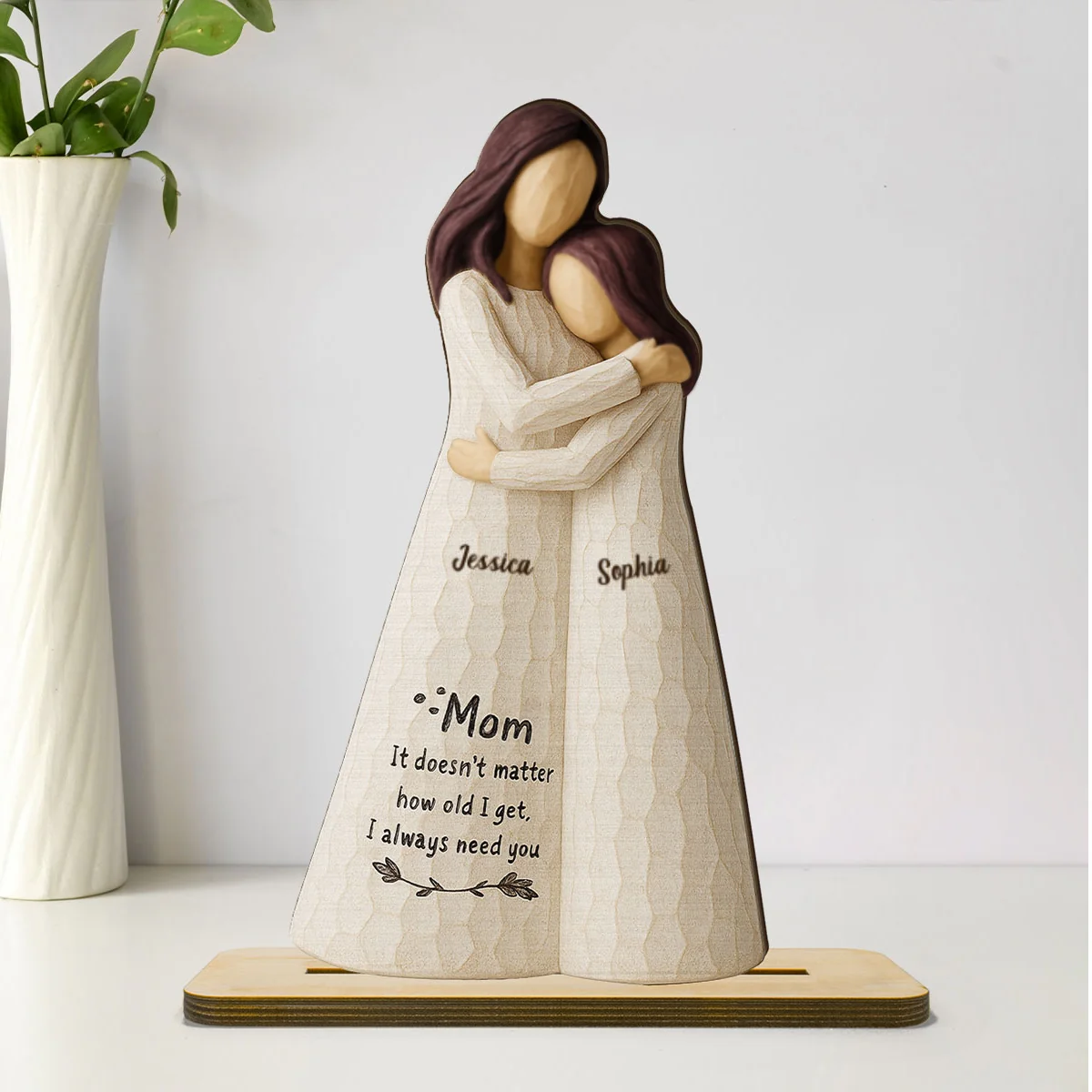 Always Need You Daughter & Mother 3D Effect Personalized Standing Wooden Plaque, Gift for Mom from Daughter - Image 12