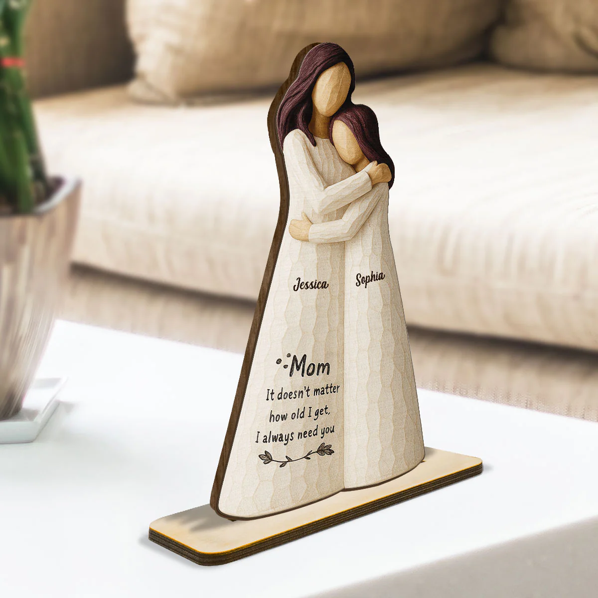 Always Need You Daughter & Mother 3D Effect Personalized Standing Wooden Plaque, Gift for Mom from Daughter - Image 2