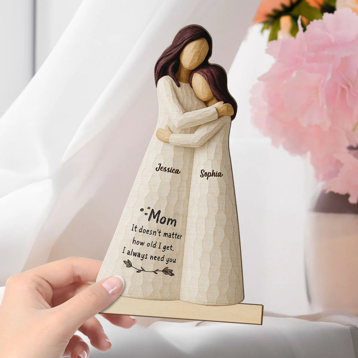 Always Need You Daughter & Mother 3D Effect Personalized Standing Wooden Plaque, Gift for Mom from Daughter - Image 3
