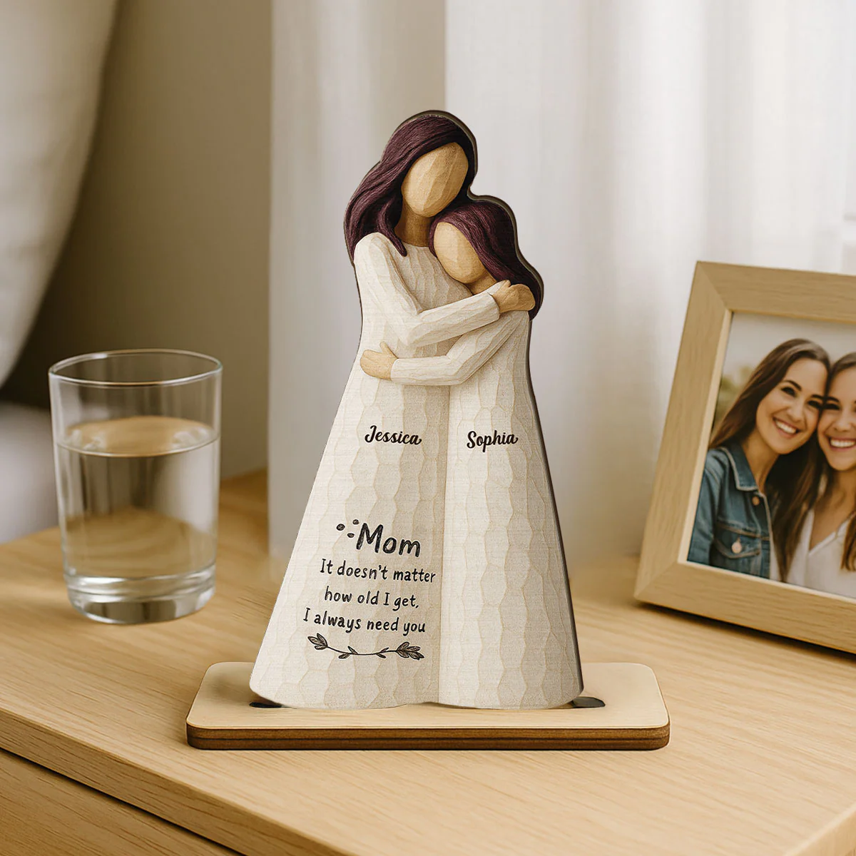 Always Need You Daughter & Mother 3D Effect Personalized Standing Wooden Plaque, Gift for Mom from Daughter - Image 7