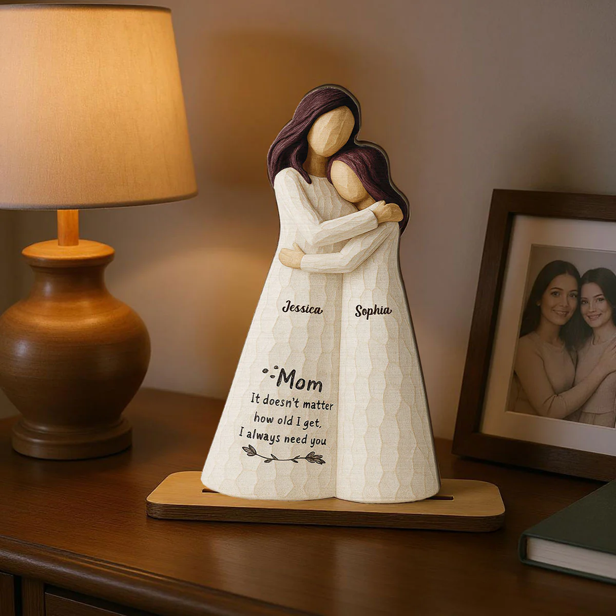 Always Need You Daughter & Mother 3D Effect Personalized Standing Wooden Plaque, Gift for Mom from Daughter - Image 9