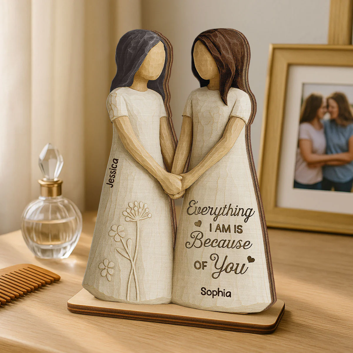 Always Need You Daughter & Mother 3D Effect Personalized Standing Wooden Plaque, Gift for Mom from Daughter - Image 3