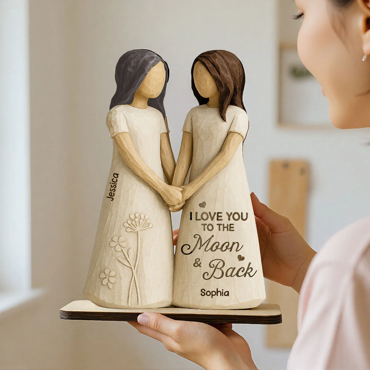 Always Need You Daughter & Mother 3D Effect Personalized Standing Wooden Plaque, Gift for Mom from Daughter - Image 4