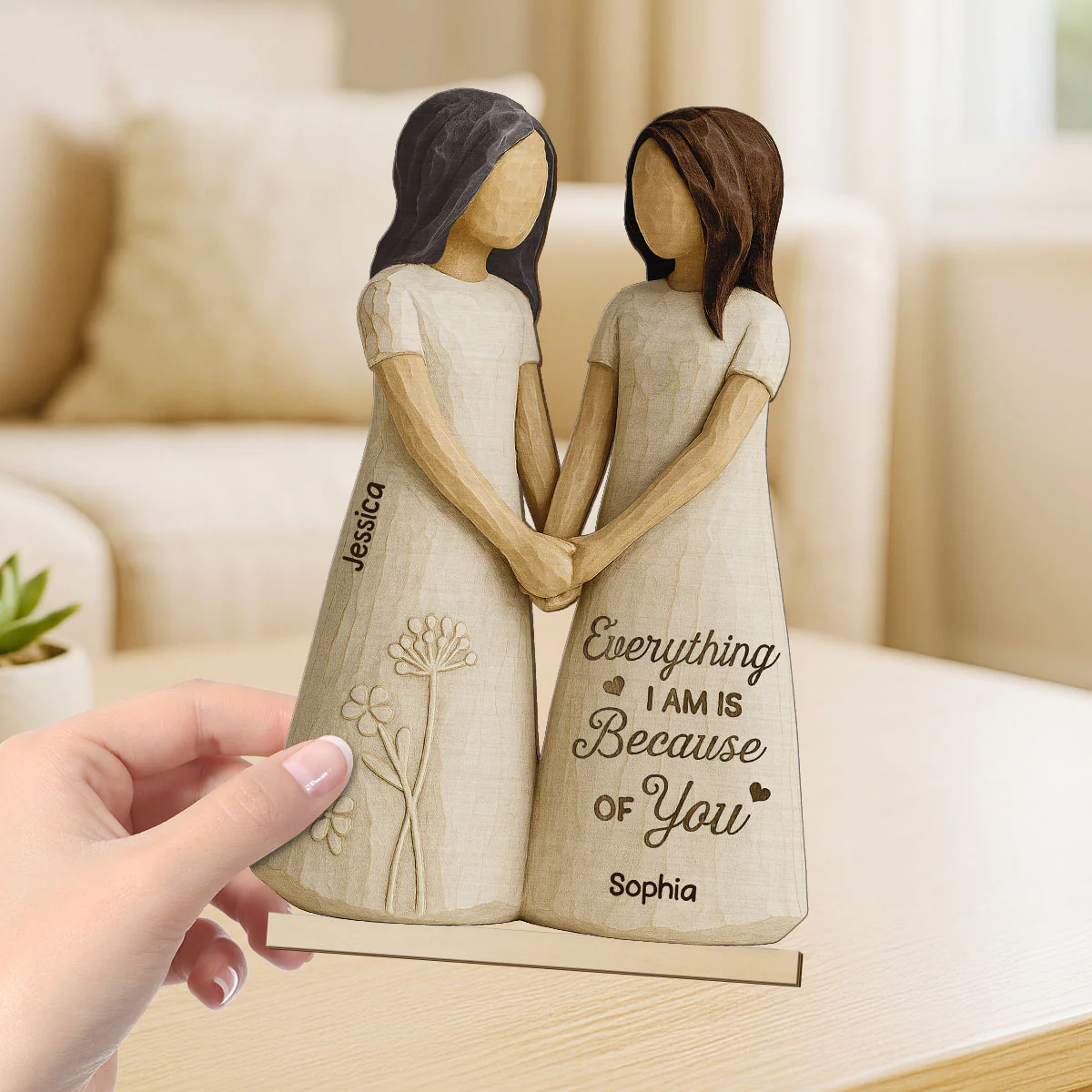 Always Need You Daughter & Mother 3D Effect Personalized Standing Wooden Plaque, Gift for Mom from Daughter - Image 5