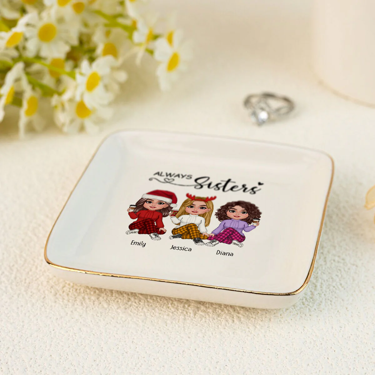 Always Sisters Personalized Jewelry Dish, Birthday Christmas Sister Appreciation Gift - Image 6