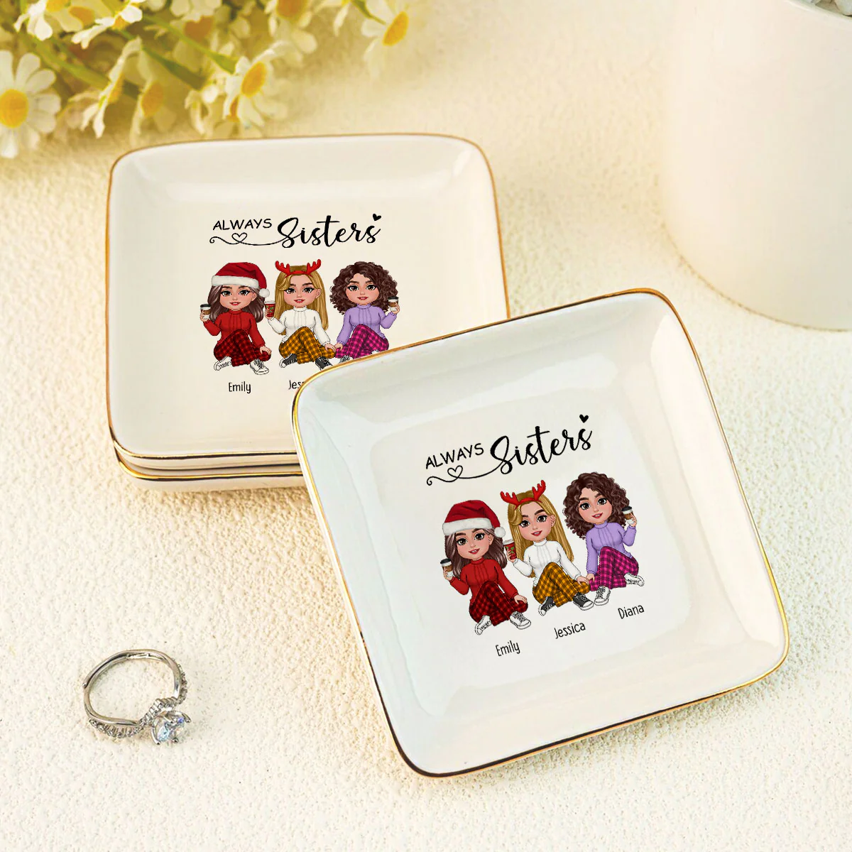 Always Sisters Personalized Jewelry Dish, Birthday Christmas Sister Appreciation Gift - Image 8