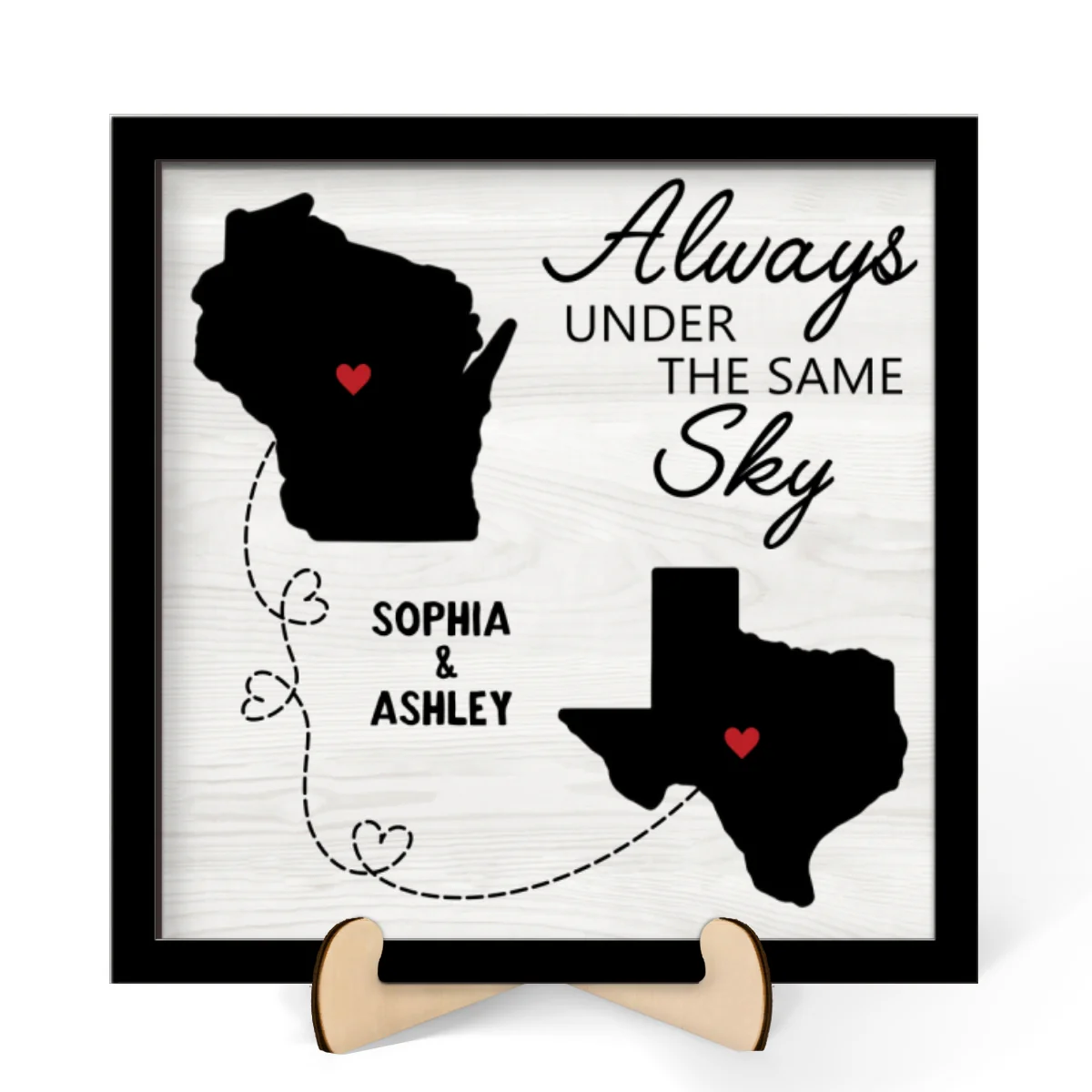 Long Distance Family Friendship State Map Personalized 2-Layer Wooden Plaque, Togetherness Christmas Gift - Image 10