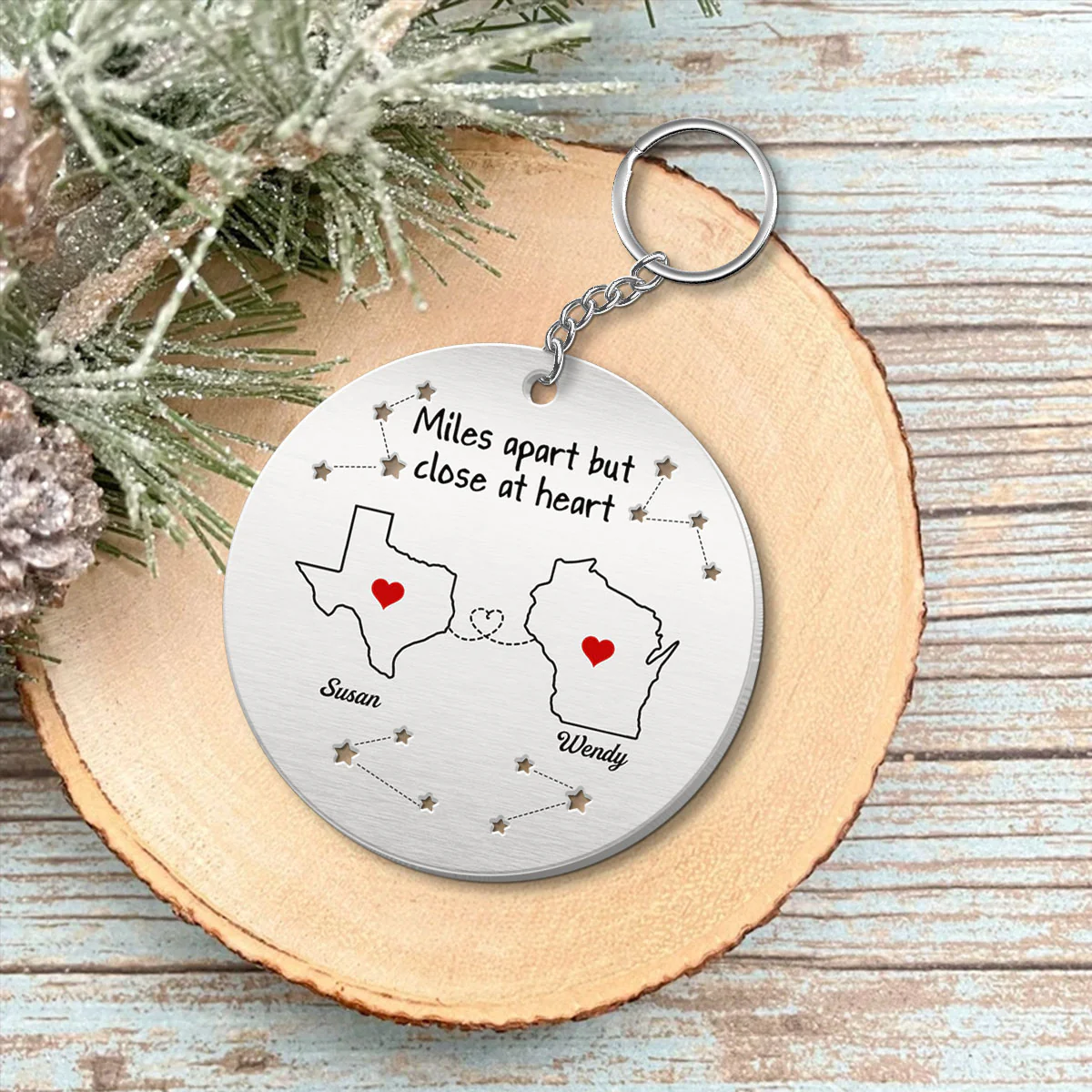 Always Under The Same Sky Personalized Metal Keychain, Christmas Gifts for Boyfriend, Girlfriend, Besties Long Distance Relationship Gift - Image 4