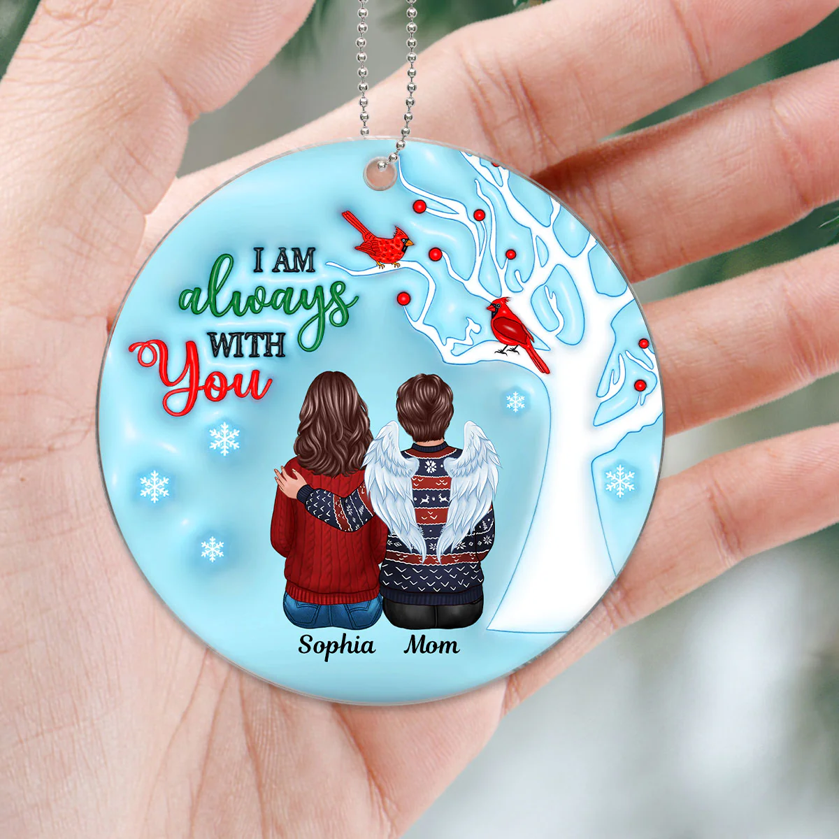 Always With You Berry Tree 3D Inflated Family Memorial Keepsake Personalized Acrylic Ornament - Image 5