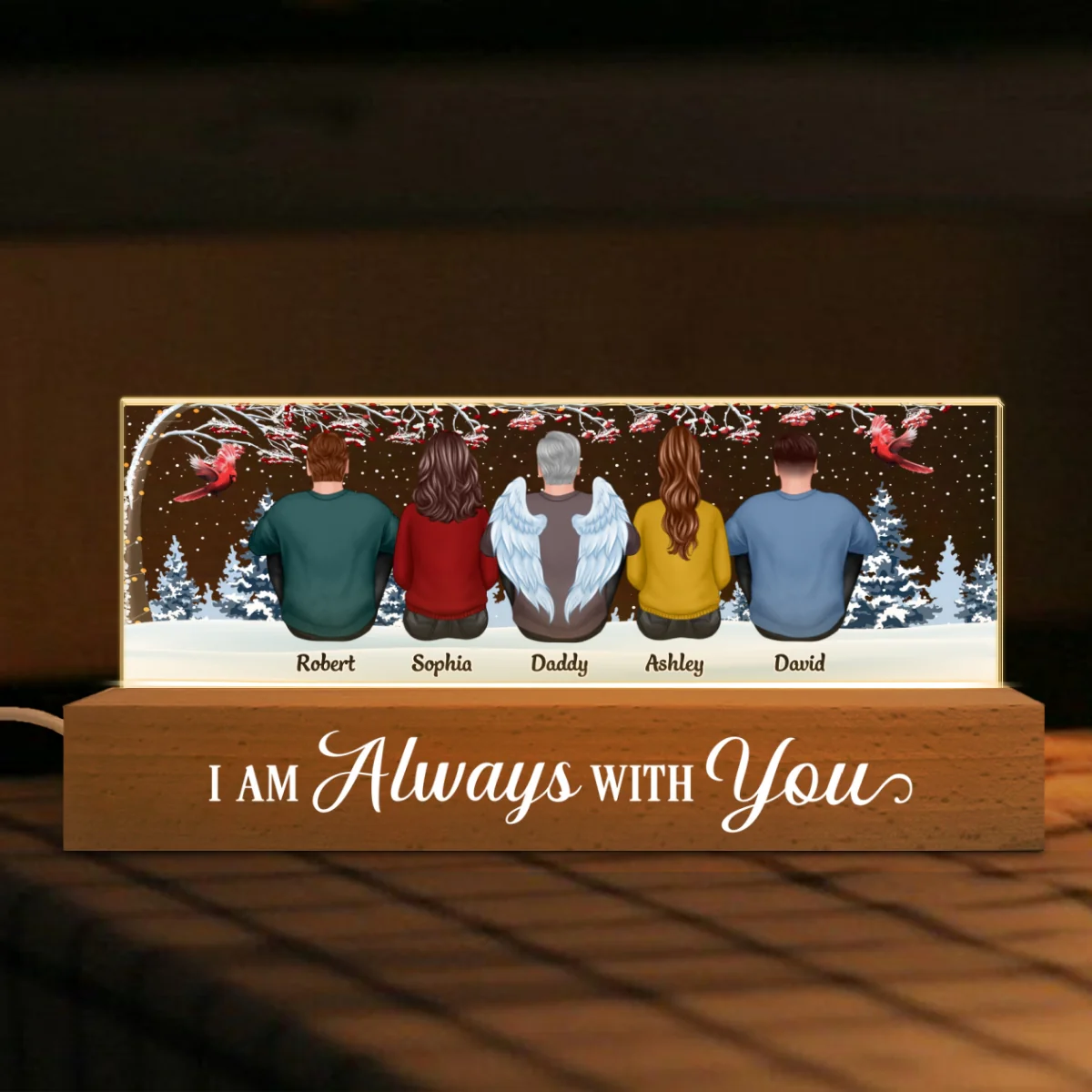 Always With You Berry Tree Memorial Remembrance Sympathy Gift Personalized Acrylic Block LED Night Light - Image 5