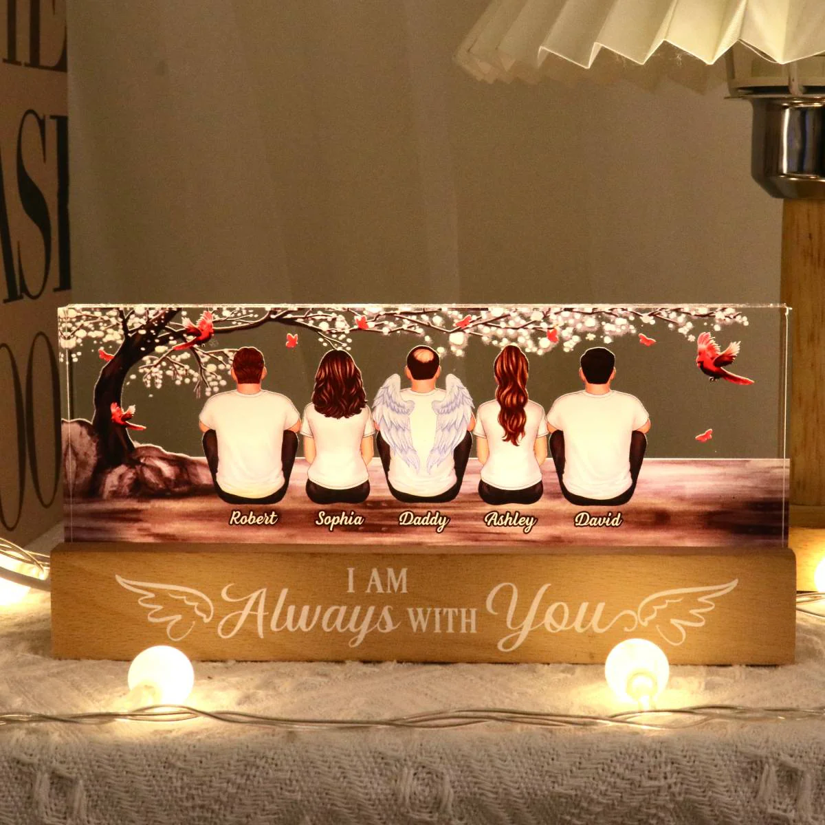 Always With You Blossom Tree Personalized Acrylic Block Plaque LED Night Light, Memorial Remembrance Sympathy Gift - Image 3
