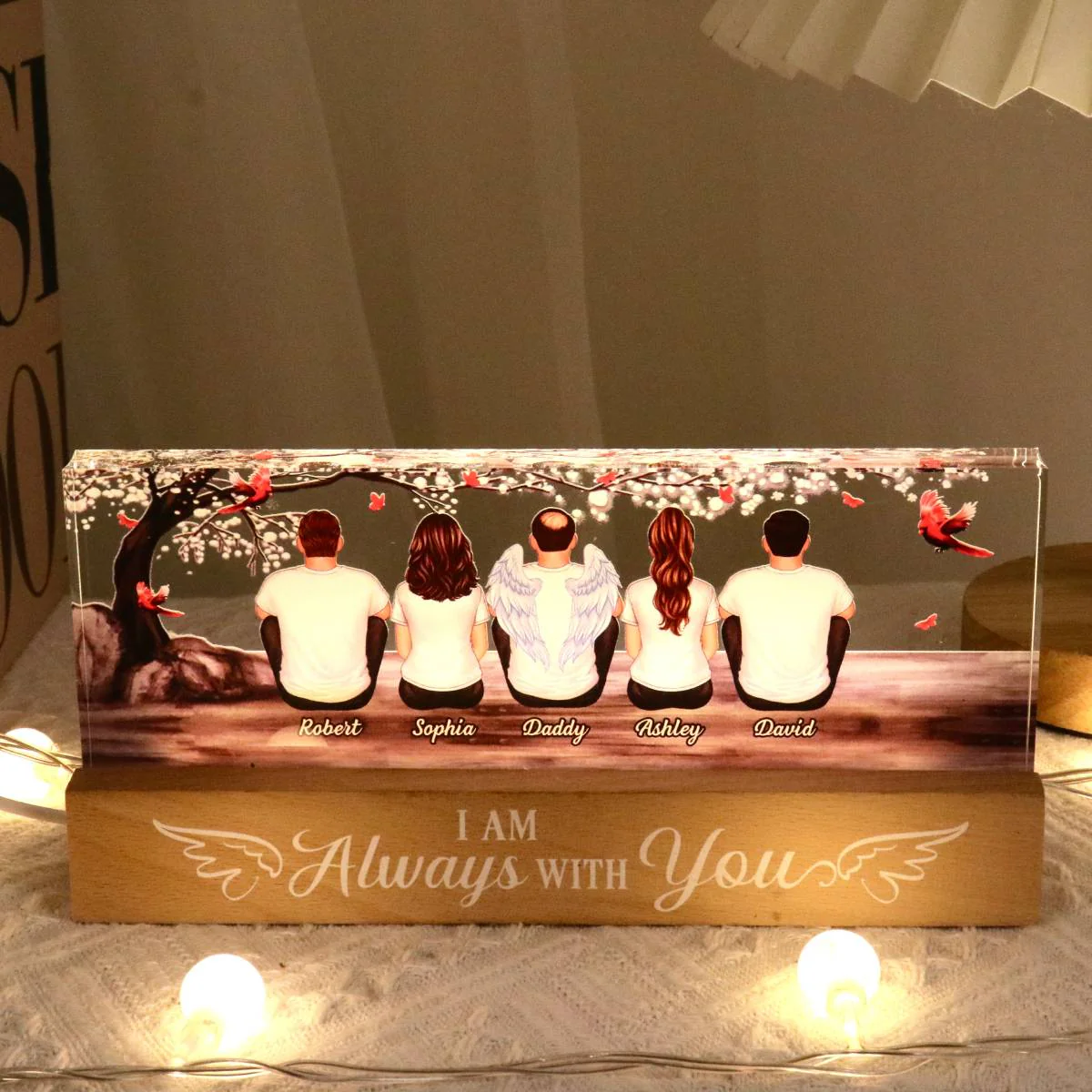 Always With You Blossom Tree Personalized Acrylic Block Plaque LED Night Light, Memorial Remembrance Sympathy Gift - Image 6
