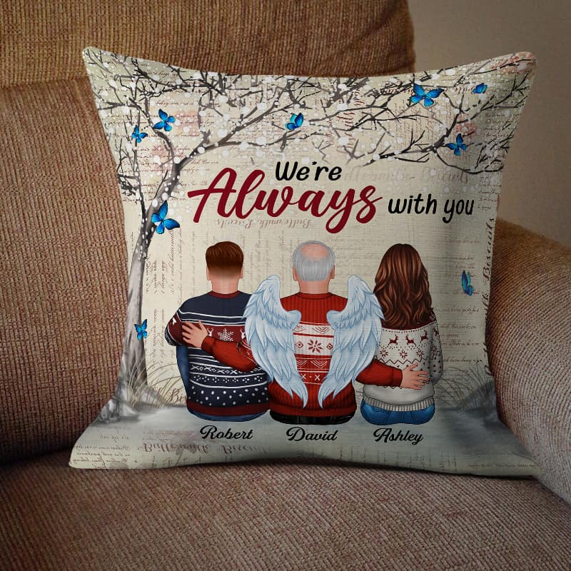 Always With You Blossom Tree Old Paper Memorial Personalized Pillow (Insert Included) - Image 2
