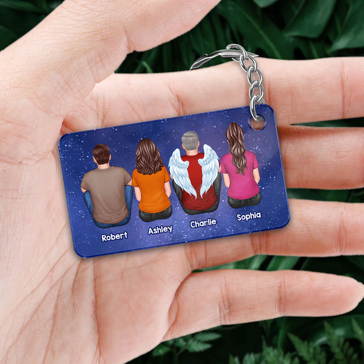 Always With You Blue Sky Butterflies Family Members Memorial Gift Remembrance Keepsake Personalized Acrylic Keychain - Image 2