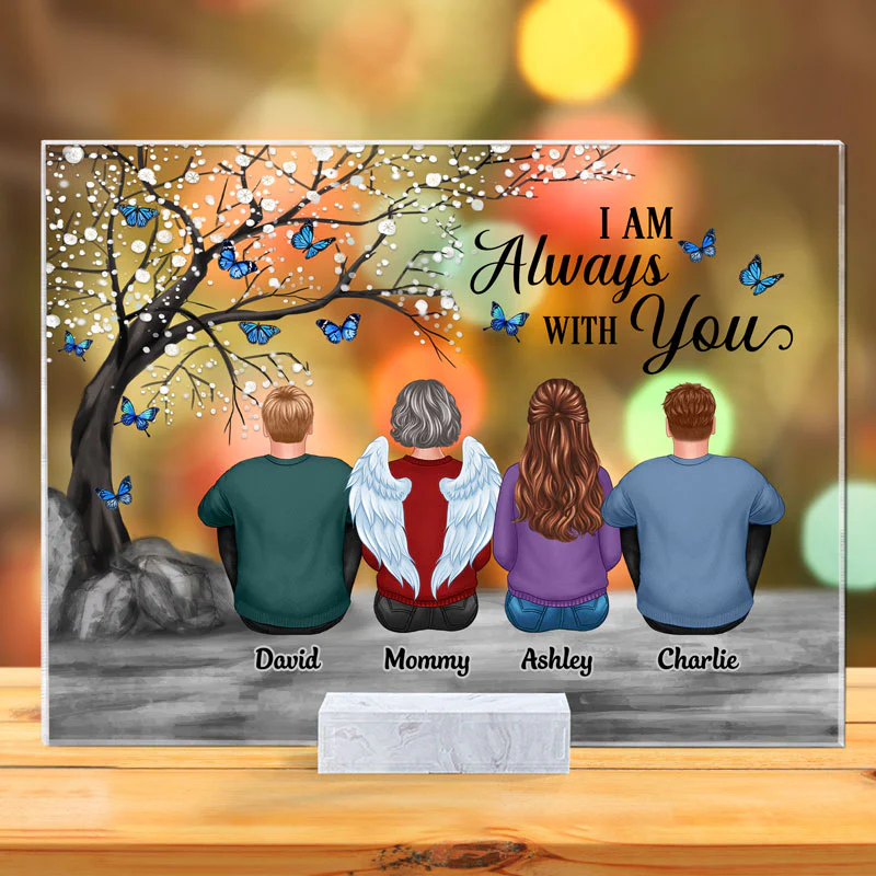 Always With You Butterfly Blossom Tree Family Dad Mom Kids Dogs Cats Personalized Acrylic Plaque, Memorial Remembrance Gift - Image 4