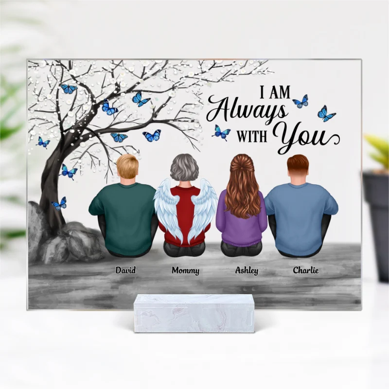 Always With You Butterfly Blossom Tree Family Dad Mom Kids Dogs Cats Personalized Acrylic Plaque, Memorial Remembrance Gift - Image 5